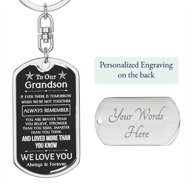 Our Grandson Dog Tag Keychain